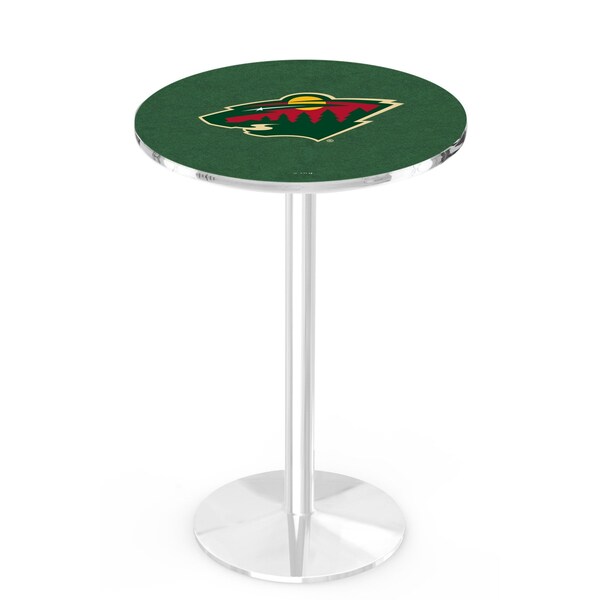 Holland Bar Stool Co 42" Chrome Minnesota Wild Pub Table, 36" dia. Top - L214C4236MINWLD