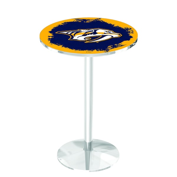 Holland Bar Stool Co 36" Chrome Nashville Predators Pub Table - L214C3628NSHPRE