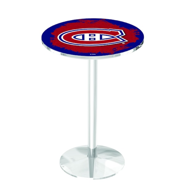 Holland Bar Stool Co 36" Chrome Montreal Canadiens Pub Table - L214C3628MONCAN