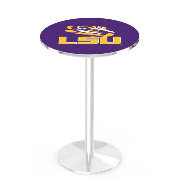 Holland Bar Stool Co 42" Chrome Louisiana State Pub Table, 36" dia. Top - L214C4236LASTUN