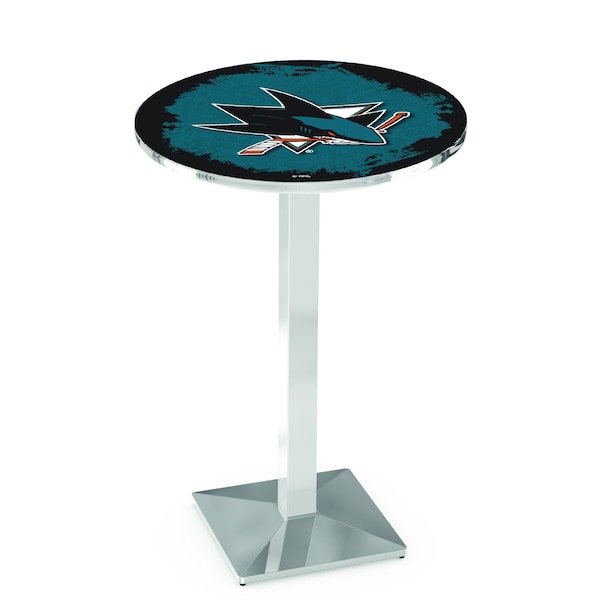 Holland Bar Stool Co 36" Chrome San Jose Sharks Pub Table - L217C3628SJSHAR