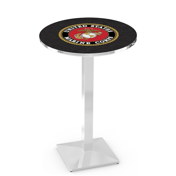 Holland Bar Stool Co 42" Chrome U.S. Marines Pub Table - L217C4228MARINE
