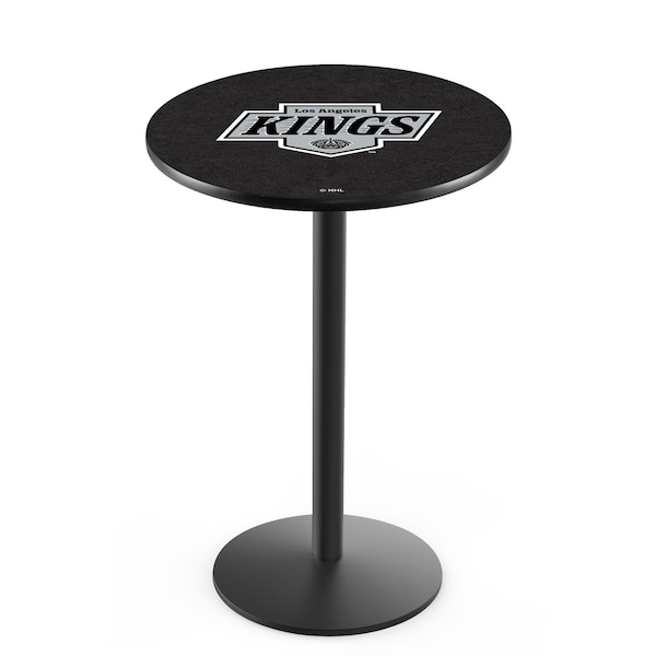 Holland Bar Stool Co 36" Blk Wrinkle Los Angeles Kings Pub Table, 36" dia. Top - L214B3636LAKING
