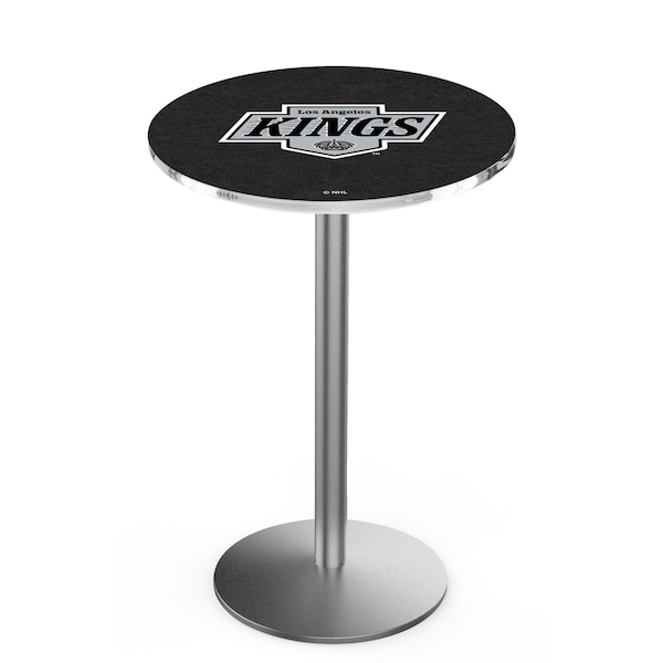 Holland Bar Stool Co 42" Stainless Steel Los Angeles Kings Pub Table, 36" dia. Top - L214S4236LAKING