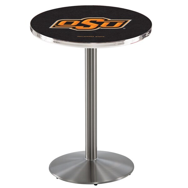 Holland Bar Stool Co 36" Stainless Steel Oklahoma State Pub Table - L214S3628OKSTUN