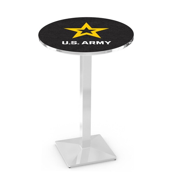 Holland Bar Stool Co 36" Chrome U.S. Army Pub Table, 36" dia. Top - L217C3636ARMY