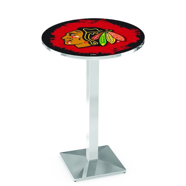 Holland Bar Stool Co 36" Chrome Chicago Blackhawks Pub Table - L217C3628CHIHWK-R