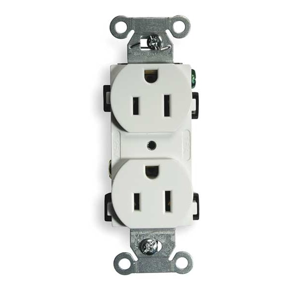 Hubbell 15A Duplex Receptacle 125VAC 5-15R WH - BR15WHI