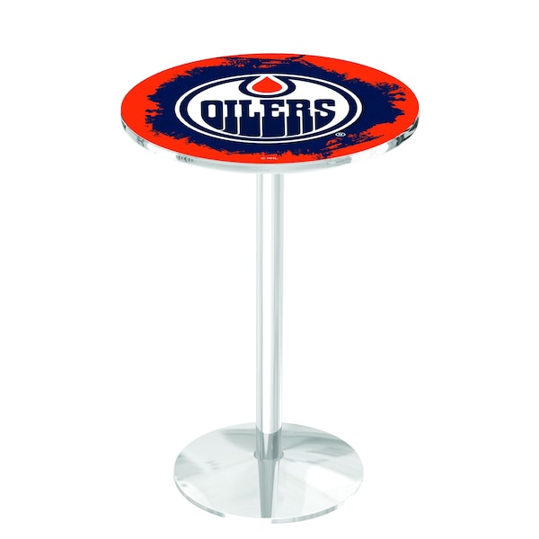 Holland Bar Stool Co 42" Chrome Edmonton Oilers Pub Table - L214C4228EDMOIL