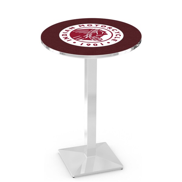 Holland Bar Stool Co 42" Chrome Indian Motorcycle Pub Table, 36" dia. Top - L217C4236INDN-HD