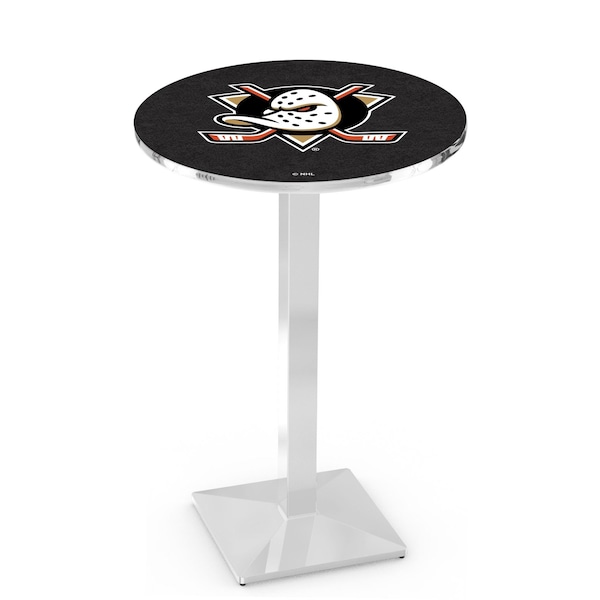 Holland Bar Stool Co 36" Chrome Anaheim Ducks Pub Table, 36" dia. Top - L217C3636ANADKS