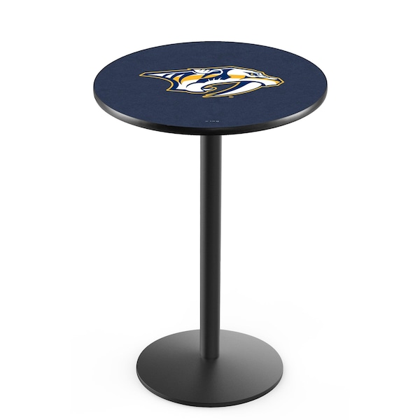Holland Bar Stool Co 42" Blk Wrinkle Nashville Predators Pub Table, 36" dia. Top - L214B4236NSHPRE