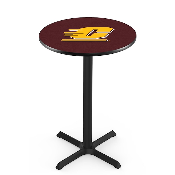 Holland Bar Stool Co 42" Blk Wrinkle Central Michigan Pub Table, 36" dia. Top - L211B4236CENMIC