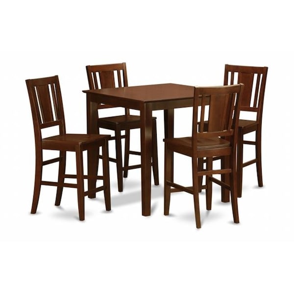 East West Furniture East West Furniture VNBU5-MAH-W 5 Piece Counter Height Dining Set-Counter Height Table and 4 Kitchen Chairs - VNBU5-MAH-W