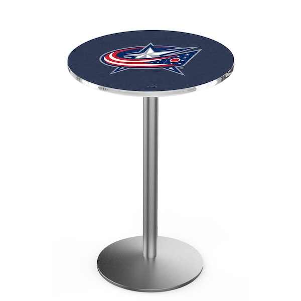 Holland Bar Stool Co 42" Stainless Steel Columbus Blue Jackets Pub Table, 36" dia. Top - L214S4236COLBLU