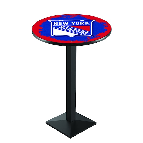Holland Bar Stool Co 42" Blk Wrinkle New York Rangers Pub Table - L217B4228NYRANG