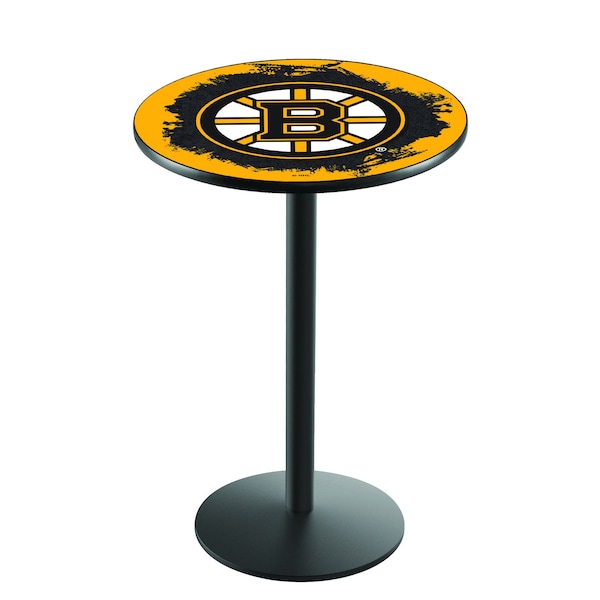 Holland Bar Stool Co 36" Blk Wrinkle Boston Bruins Pub Table - L214B3628BOSBRU