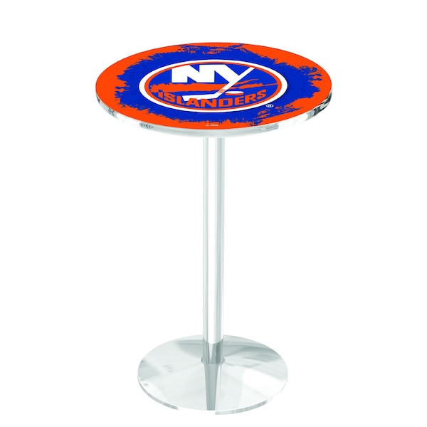 Holland Bar Stool Co 36" Chrome New York Islanders Pub Table - L214C3628NYISLN