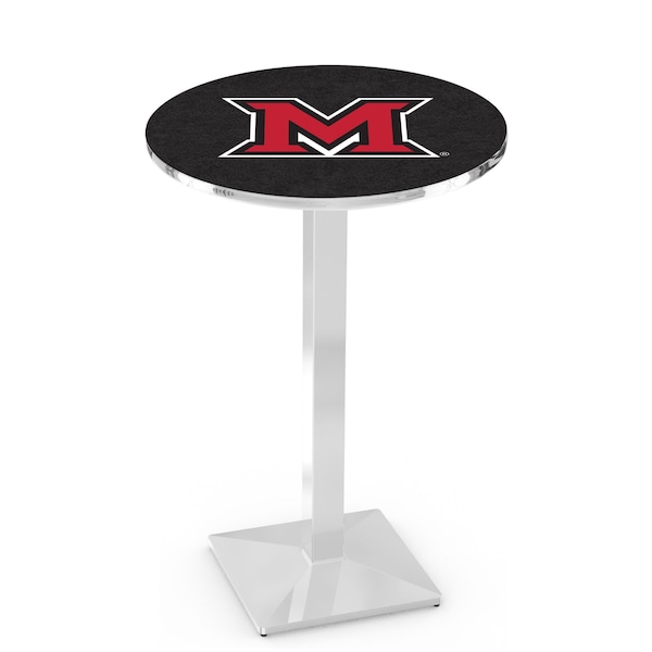 Holland Bar Stool Co 36" Chrome Miami (OH) Pub Table, 36" dia. Top - L217C3636MIA-OH