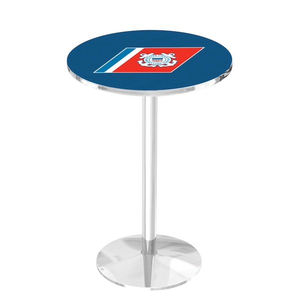 Holland Bar Stool Co 42" Chrome U.S. Coast Guard Pub Table - L214C4228CSTGRD