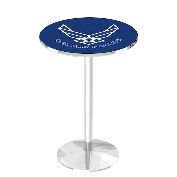 Holland Bar Stool Co 36" Chrome U.S. Air Force Pub Table - L214C3628AIRFOR