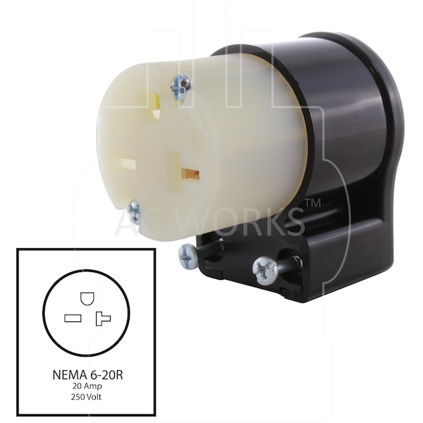 Ac Works NEMA 6-20 15/ 20A 250V All Angles Female Connector with UL, C-UL Approval - ASE620R