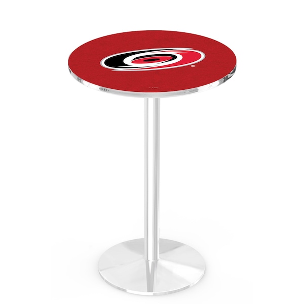 Holland Bar Stool Co 42" Chrome Carolina Hurricanes Pub Table, 36" dia. Top - L214C4236CARHUR
