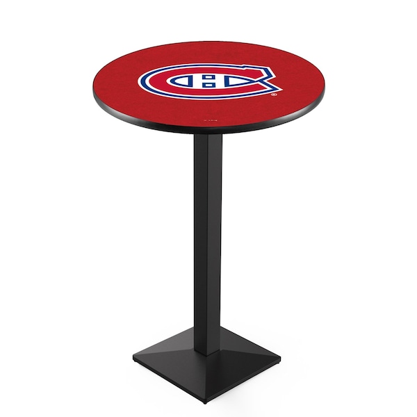 Holland Bar Stool Co 36" Blk Wrinkle Montreal Canadiens Pub Table, 36" dia. Top - L217B3636MONCAN