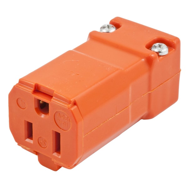 Hubbell Wiring Device-Kellems Straight Blade Devices, Female Connector Body, Valise Series, Industrial/Commercial Grade, Straight, 2-Pole 3- Wire Grounding, 15A 125V, 5-15R - HBL515CVO