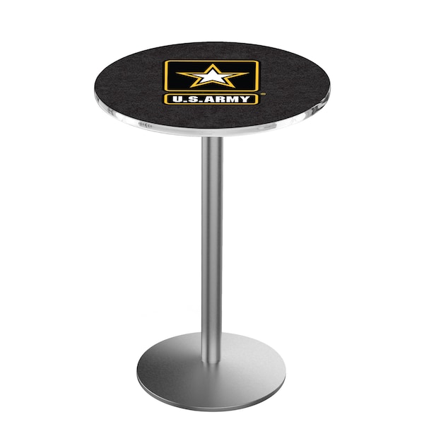 Holland Bar Stool Co 36" Stainless Steel U.S. Army Pub Table - L214S3628ARMY