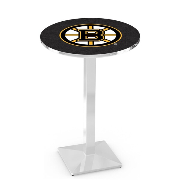 Holland Bar Stool Co 42" Chrome Boston Bruins Pub Table, 36" dia. Top - L217C4236BOSBRU