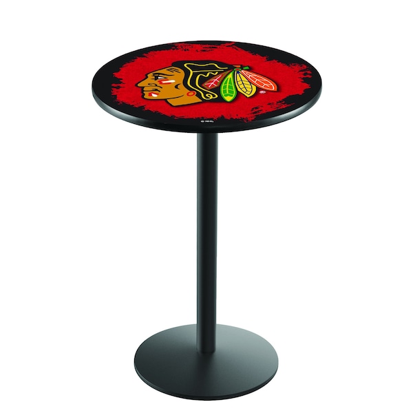 Holland Bar Stool Co 42" Blk Wrinkle Chicago Blackhawks Pub Table - L214B4228CHIHWK-R