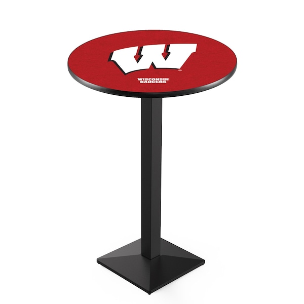 Holland Bar Stool Co 36" Blk Wrinkle Wisconsin "W" Pub Table, 36" dia. Top - L217B3636WISC-W