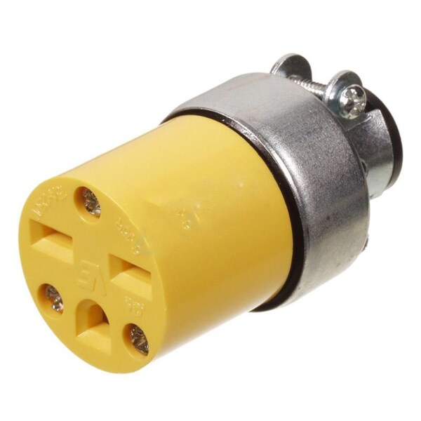 American Imaginations 15 AMP Round Yellow 3-Wire Connector Plastic-Stainless Steel - AI-36871
