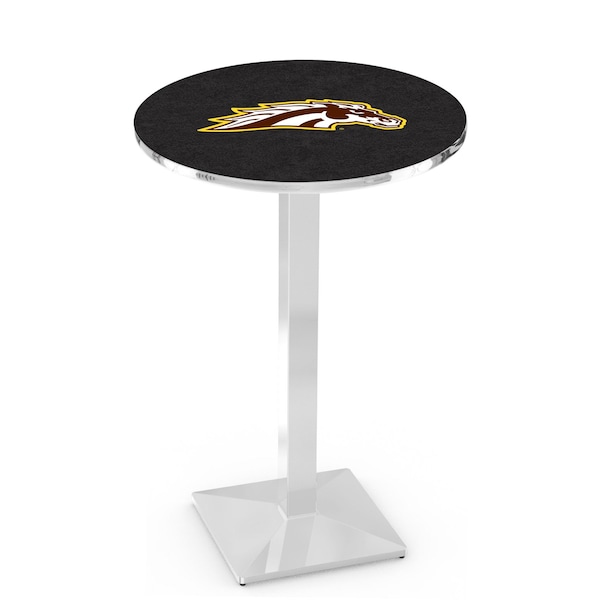 Holland Bar Stool Co 36" Chrome Western Michigan Pub Table, 36" dia. Top - L217C3636WESTMI