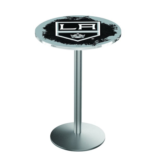 Holland Bar Stool Co 36" Stainless Steel Los Angeles Kings Pub Table - L214S3628LAKING
