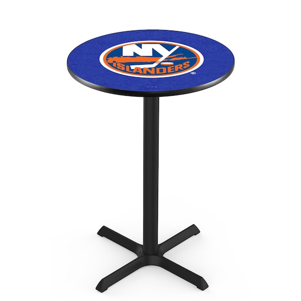 Holland Bar Stool Co 36" Blk Wrinkle New York Islanders Pub Table, 36" dia. Top - L211B3636NYISLN