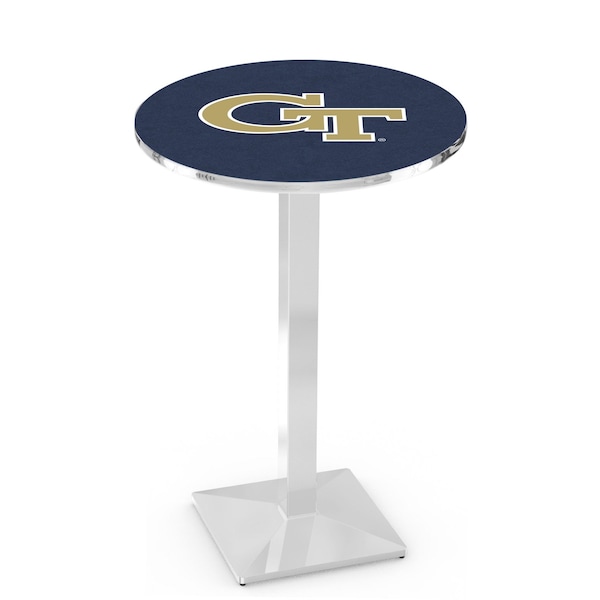 Holland Bar Stool Co 42" Chrome Georgia Tech Pub Table, 36" dia. Top - L217C4236GATECH