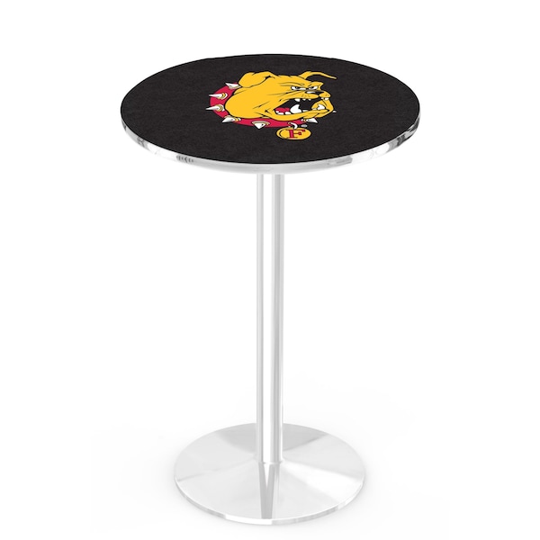 Holland Bar Stool Co 36" Chrome Ferris State Pub Table, 36" dia. Top - L214C3636FERRST