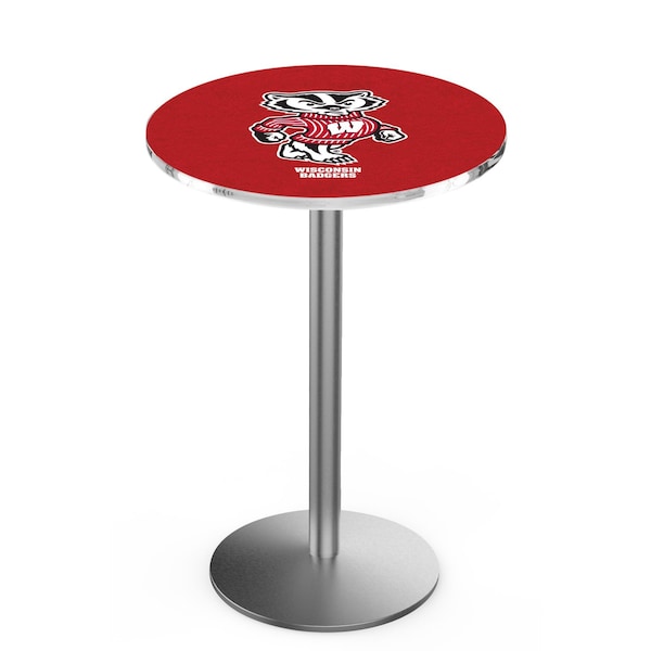 Holland Bar Stool Co 42" Stainless Steel Wisconsin "Badger" Pub Table, 36" dia. Top - L214S4236WI-BDG