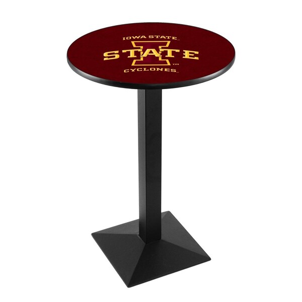 Holland Bar Stool Co 42" Blk Wrinkle Iowa State Pub Table, 36" dia. Top - L217B4236IOWAST