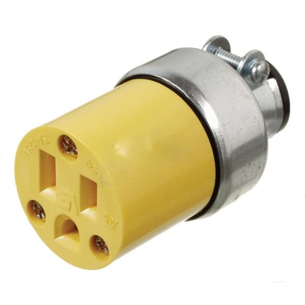 American Imaginations 15 AMP Round Yellow 3-Wire Connector Plastic-Stainless Steel - AI-36868