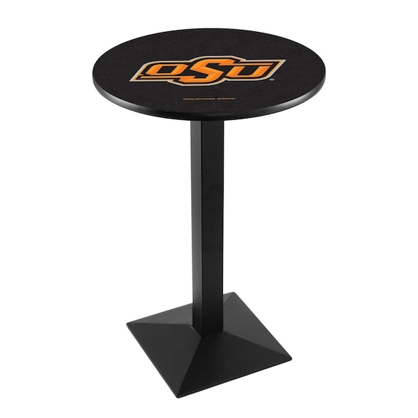 Holland Bar Stool Co 36" Blk Wrinkle Oklahoma State Pub Table, 36" dia. Top - L217B3636OKSTUN