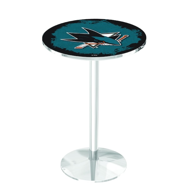 Holland Bar Stool Co 42" Chrome San Jose Sharks Pub Table - L214C4228SJSHAR