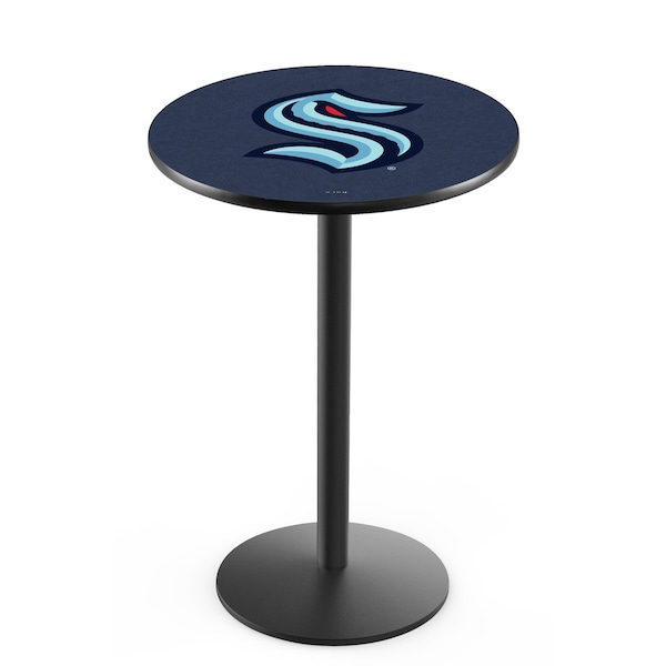 Holland Bar Stool Co 36" Black Wrinkle Seattle Kraken Pub Table with 36" dia. top - L214B3636SEAKRK