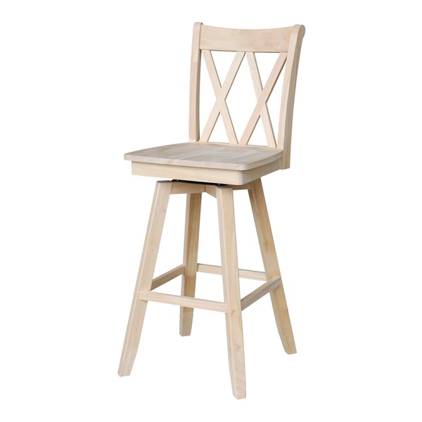 International Concepts Bar Height Table With 2 Double Cross Back Swivel Bar Stools - 30 in. Seat Height - K-7228-42-S203SW-2