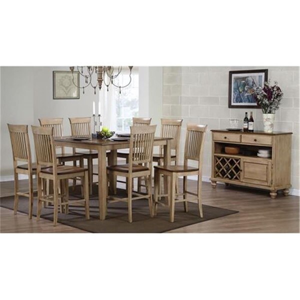 Seatsolutions Sunset Trading 9 Piece Brook 48in. Square Pub Set with Fancy Slat Stools - SE1209208