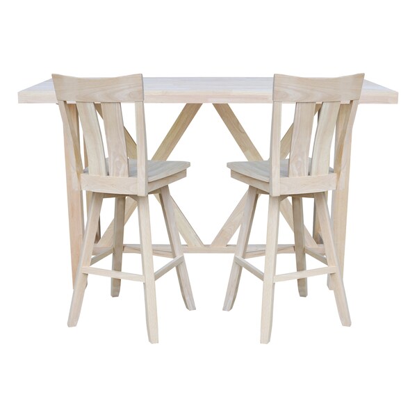 International Concepts Bar Height Table With 2 Splat Back Swivel Bar Stools - 30 in. Seat Height - K-7228-42-S133SW-2