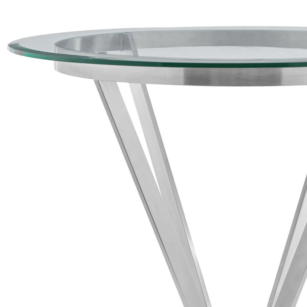 Armen Living Naomi Round Glass and Brushed Stainless Steel Bar Table - LCNMDIGLBS