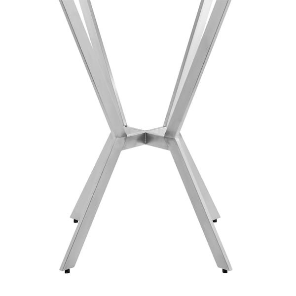 Armen Living Naomi Round Glass and Brushed Stainless Steel Bar Table - LCNMDIGLBS